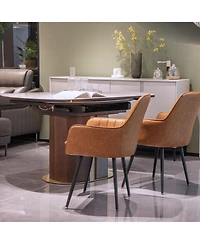 Boyel Living Velvet Dining Chair Set of 2, Modern Mid-Back Accent Chairs with Gold Plated Legs, Upholstered for Room