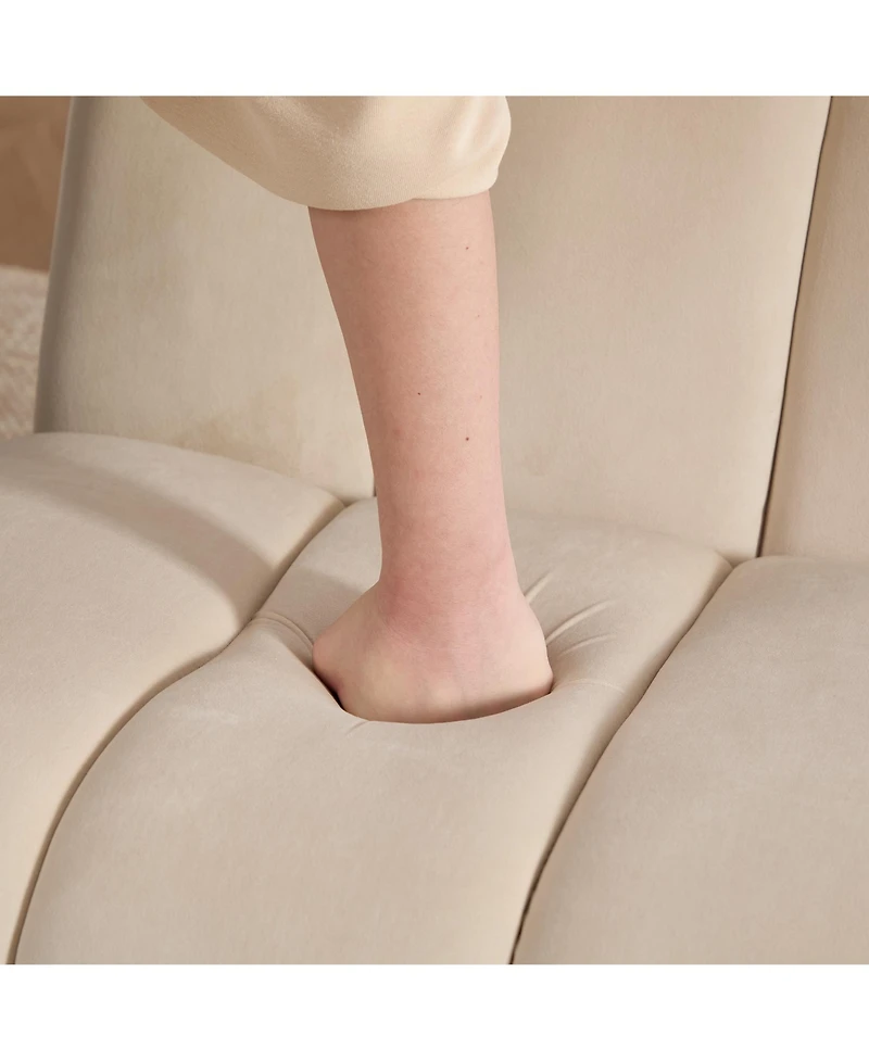 Boyel Living Modern Armless Accent Chair with Metal Legs, Velvet Upholstered Small for Room, Bedroom and Office