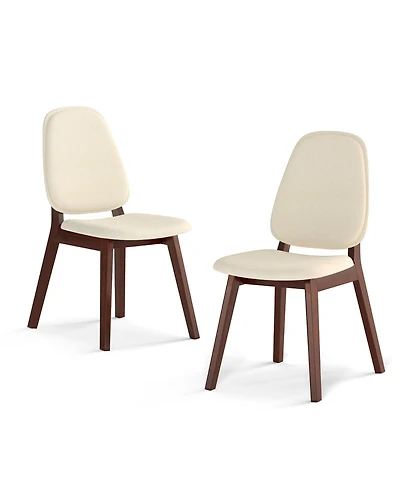 Sugift Mid Century Modern Upholstered Wooden Dining Chairs Set
