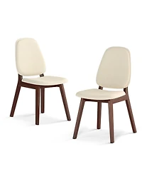 Sugift Mid Century Modern Upholstered Wooden Dining Chairs Set
