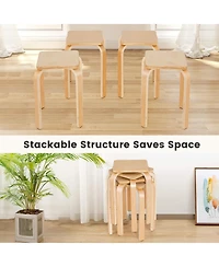 Sugift Stackable Stools Set of Four with Square Tops