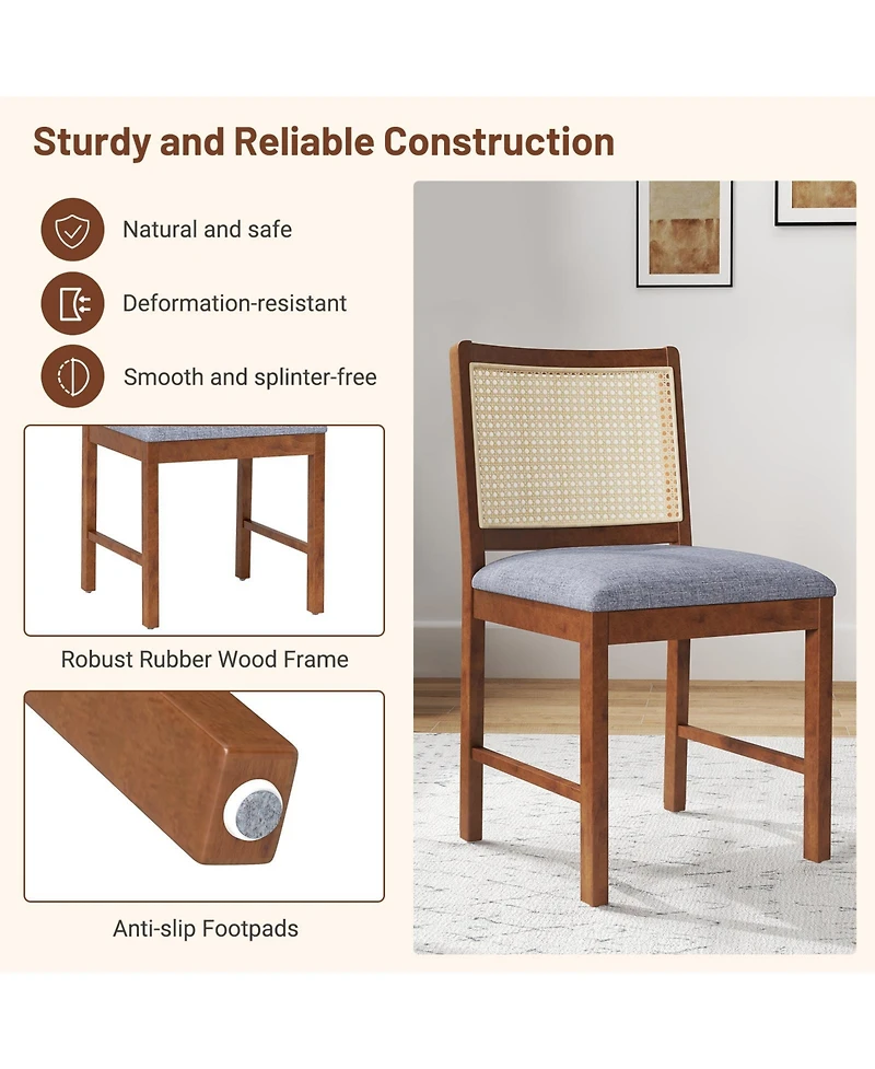 Sugift Rattan Dining Chairs Set of Two with Padded Seats