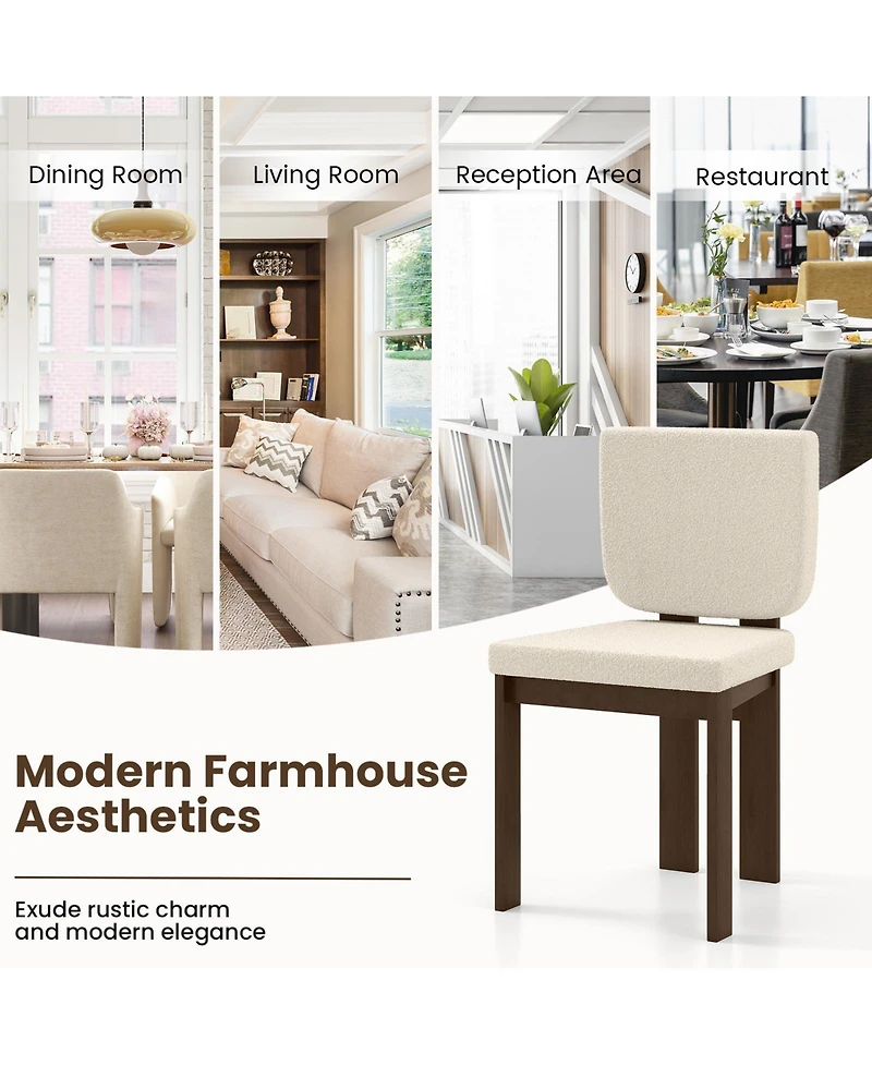 Sugift Wooden Dining Chairs Set of Two with Solid Wood Legs