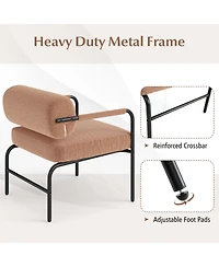 Sugift Velvet Upholstered Accent Chair with Metal Armrests
