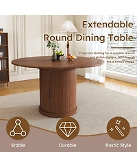 Rainsken Extendable Oval Dining Table, Space Saving Kitchen Storage Table with 2-Tier Shelf and 1 Drawer for 4-6