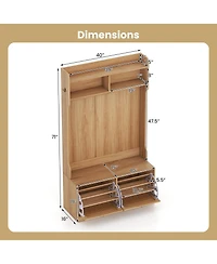 Sugift Four in One Hall Tree with Coat Rack and Storage Drawers