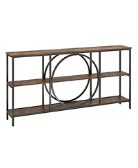 Sugift Three Tier Console Table with Faux Marble Top and Shelves