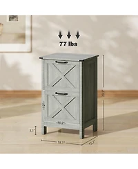 Rainsken Drawer Vertical File Cabinet, Rustic Farmhouse Filing Cabinet with Barn Doors for Letter Size, Printer Stand with Storage for Office