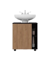 Busdays Parade Under Pedestal Sink Cabinet, 1 Door, 5 Open Compartments, Melamine Finish