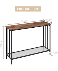 gaomon 2-Tier Industrial Console Table with Shelves, Narrow Sofa Table for Entryway, Foyer, Bedroom, Living Room, Retro, 41.3"x11.8"x31.8