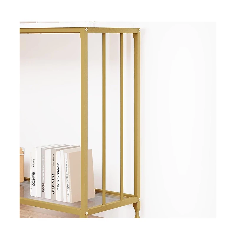 gaomon Industrial Console Table, Behind Couch Table with Glass Shelf, Narrow Metal Frame Hallway Table, Entryway, Living, Bedroom