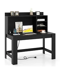 Sugift Modern Computer Desk with Hutch and Storage Shelves