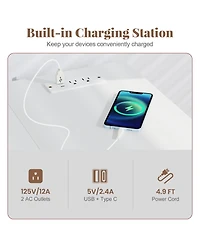 Sugift 47 in Reversible L Shaped Corner Desk with Adjustable Shelves