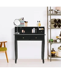 Sugift Writing Desk Vanity Computer Desk with Two Tier and Drawers