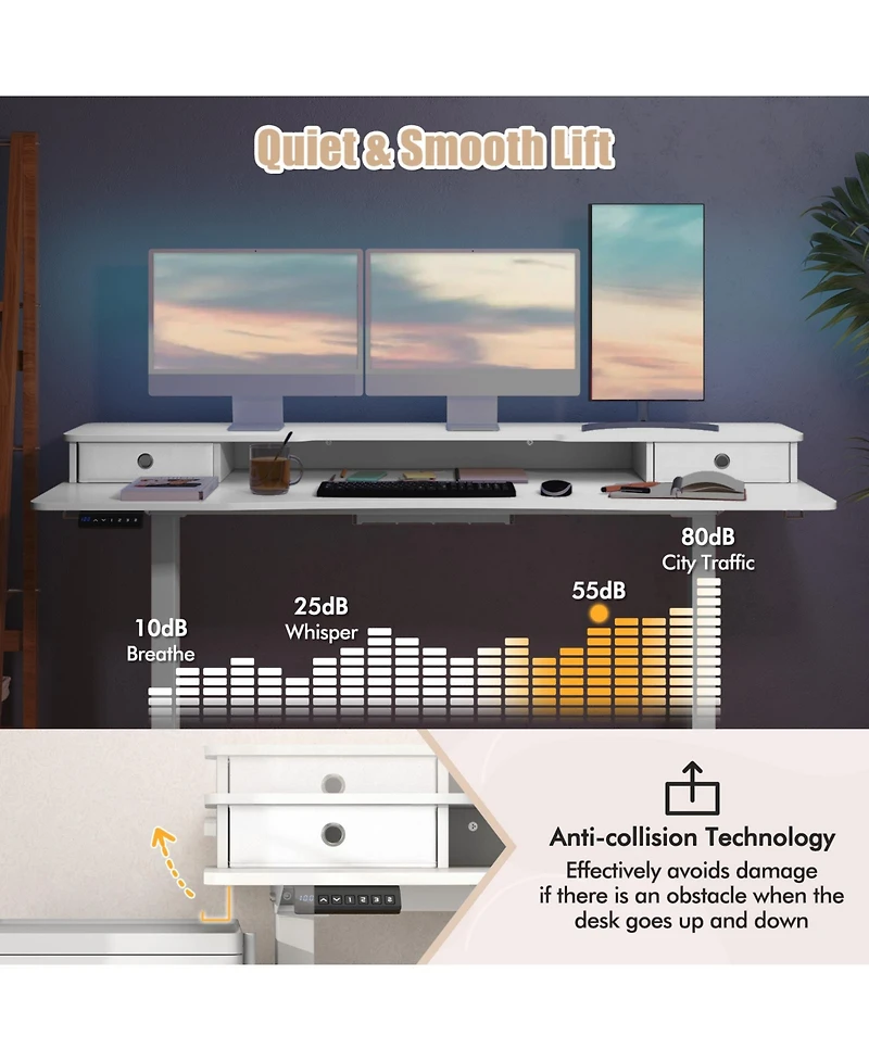 Sugift Electric Standing Desk with Two Drawers for Home Office