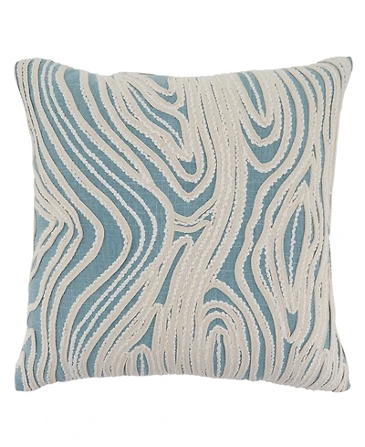 Saro Lifestyle Embroidered Wave Decorative Pillow, 18" x