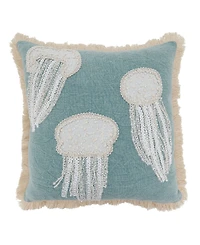 Saro Lifestyle Embroidered Jellyfish Decorative Pillow, 18" x 18"