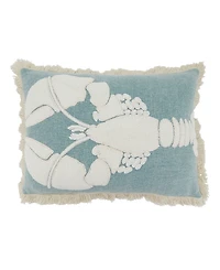 Saro Lifestyle Embroidered Lobster Fringe Decorative Pillow, 14" x 20"