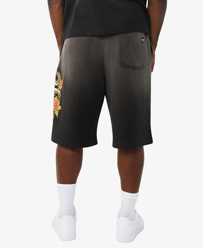 True Religion Men's Mikey Floral Snake Sweat Shorts