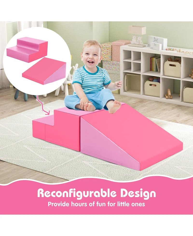 Mecale 2-Piece Step and Slide Soft Foam Climber Set for Infants & Toddlers