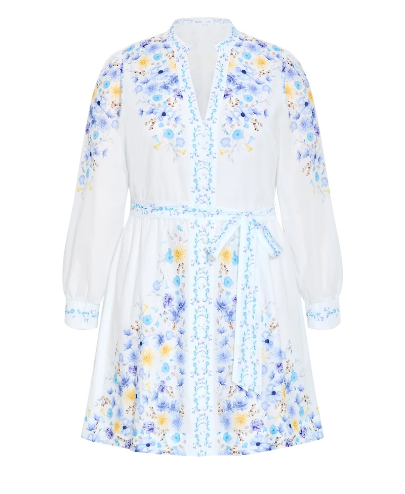 City Chic Women's Elia Blue Patrice Print Mini Dress