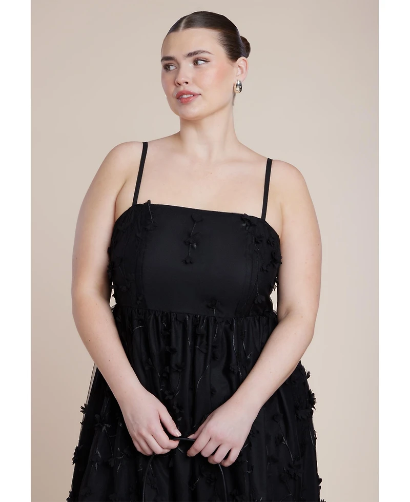 Eloquii Women's Plus Floral Applique Dress