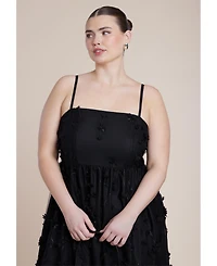 Eloquii Women's Plus Floral Applique Dress