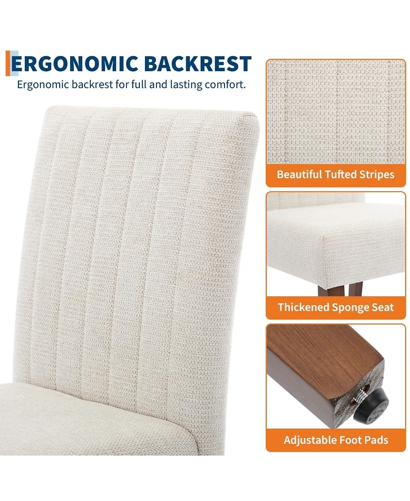 gaomon Set of 6 Modern Linen Fabric Upholstered Dining Chairs, Kitchen Side Chairs with Solid Wood Legs