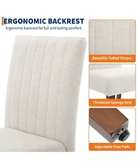 gaomon Set of 6 Modern Linen Fabric Upholstered Dining Chairs, Kitchen Side Chairs with Solid Wood Legs