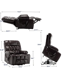 Boyel Living Leather Lift Recliner with Heat and Massage Lift Sofa Chair with 2 Pockets, 2 Cup Holder, 2 Remote
