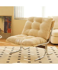 Rainsken Modern Accent Chair, Upholstered Reading Chair with Metal Chrome Frame, Comfy Living Room Chair for Home Office, Bedroom