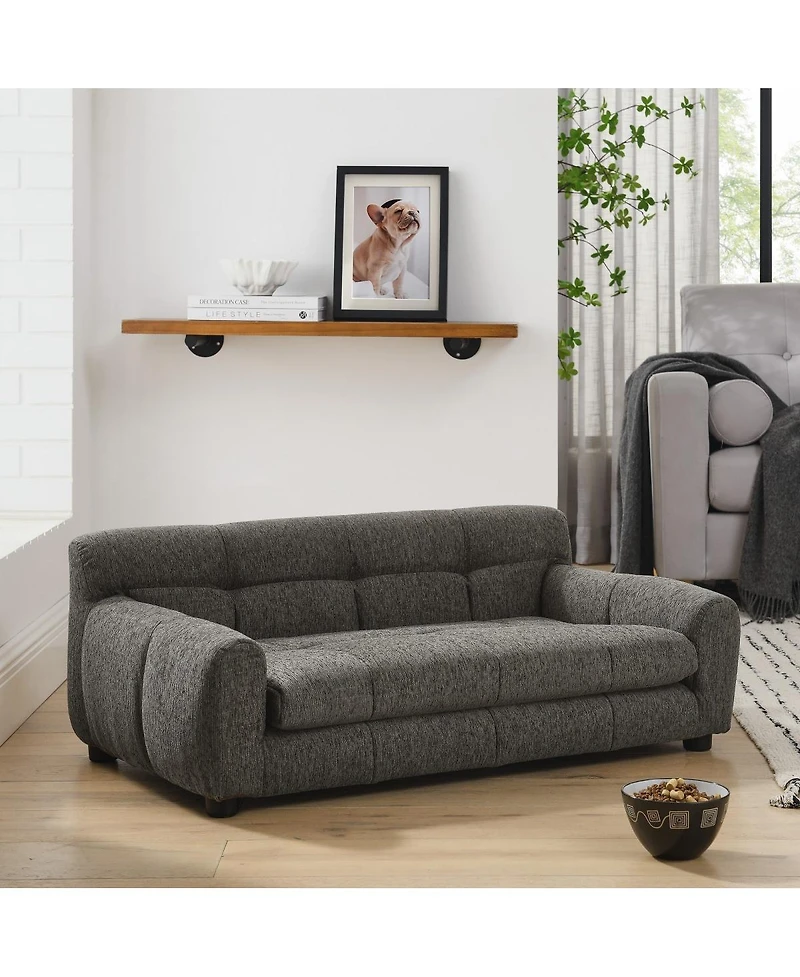 6thdruple 38 Inch Dog Sofa Bed, Green Linen with Armrest and Backrest for Large Medium Breeds