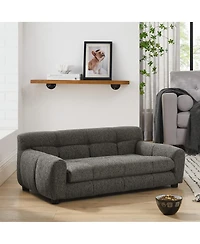 6thdruple 38 Inch Dog Sofa Bed, Green Linen with Armrest and Backrest for Large Medium Breeds