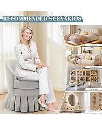 gaomon Set of 2 Upholstered Vanity Stools with Arms, Tall Back Makeup Chairs with Side Pockets and Wood Legs