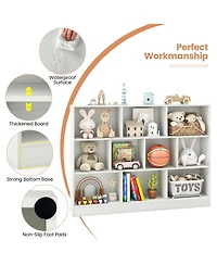 Sugift 41 inches Wooden Toy Storage Organizer with 10 Cubes for Classroom Daycare Nursery Kindergarten