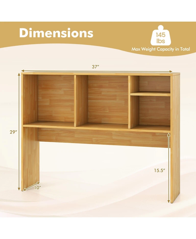 Sugift Computer Desktop Bookcase with 4 Cubbies and Open Back Compartment