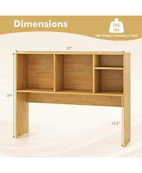 Sugift Computer Desktop Bookcase with 4 Cubbies and Open Back Compartment