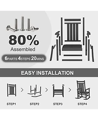 gaomon All-Weather Outdoor Rocker with High Back and Wide Seat, 350 lb Capacity, Stainless Steel Hardware, 80% Pre-Assembled