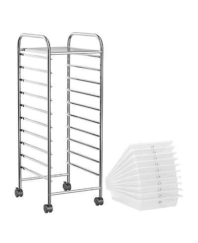 Sugift Ten Drawer Rolling Storage Cart Organizer with Universal Casters