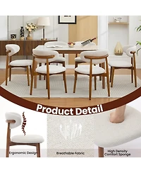 gaomon Mid-Century Modern Wooden Dining Chairs Set with Fabric Upholstery and Ergonomic Design