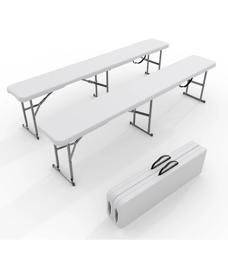 gaomon Set of 2 Portable Folding 6-Foot Outdoor Plastic Benches with Carrying Handles for Camping or Picnic