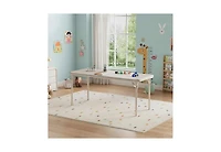 gaomon 47.24" Folding Table with Thick Pu Cushion Top, 80LBS Capacity, Space-Saving Table for Play, Study, Eating