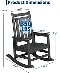 gaomon Rocking Chair Outdoor Set of 2 - Hdpe Poly High Back Porch Rocker Chairs for Adults - All Weather Resistant Furniture