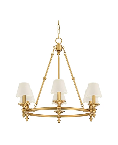 Stiffel Hartley 28"W Antique Gold 6-Light Chandelier with Shade