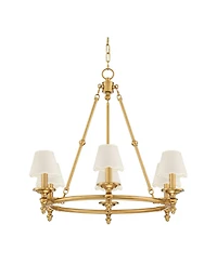 Stiffel Hartley 28"W Antique Gold 6-Light Chandelier with Shade