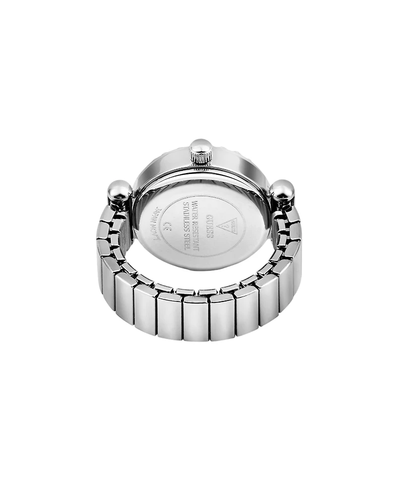 Guess Women's Glitz Silver-Tone Stainless Steel Analog Ring Watch