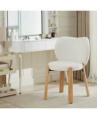 gaomon Set of 2 Heart-Back Teddy Vanity Chairs, Armless Small-Space Seating, 300 lb Capacity, Fits Under 24" Desks