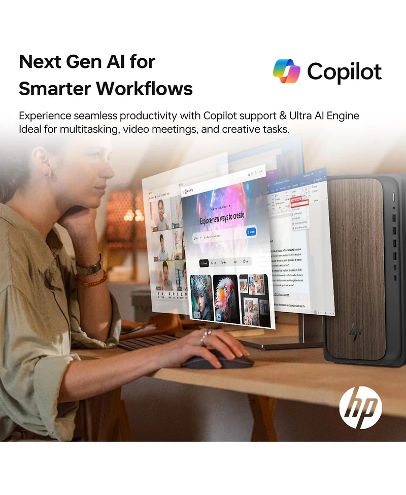 Hp OmniDesk Tower Desktop Intel Core Ultra 7 32GB Ram Nvidia GeForce Rtx 5060 1TB Ssd Storage Windows 11 Home