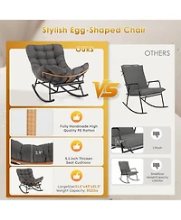 gaomon Papasan Rocking Chair with Removable Polyester Cushion, Extendable Footrest, Cozy Rattan Rocker for Porch, Lawn