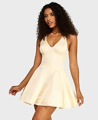 Alex & Sophia Women's Halter Neck Fit Flare Mini Dress